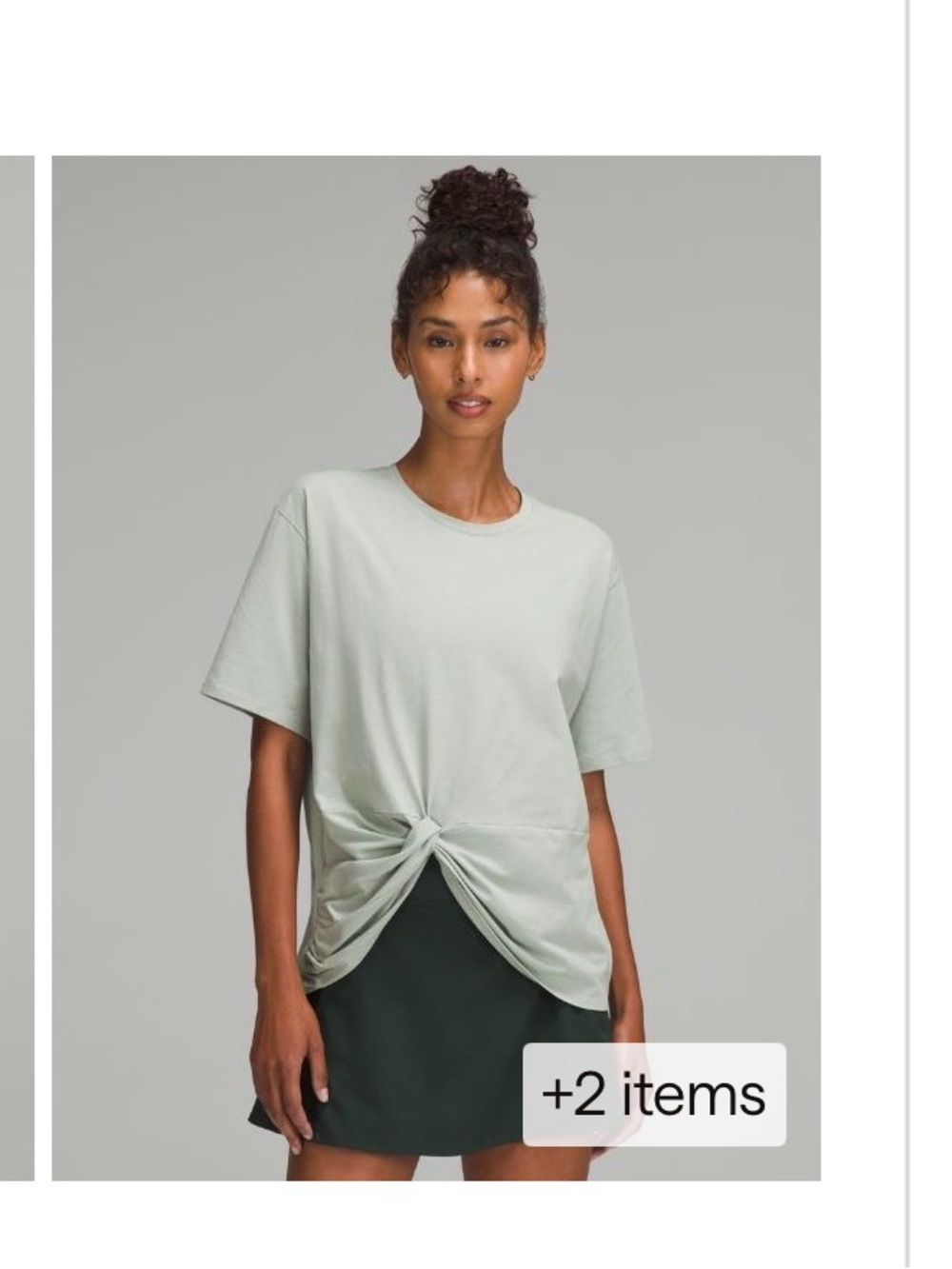 lululemon athletica Sage Green Knot-Front Short Sleeve Tee